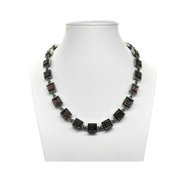 CHANEL Excellent Gripoix Square Chocker Purple, Gun Metal-Toned Hardware - - Picture 1 of 5